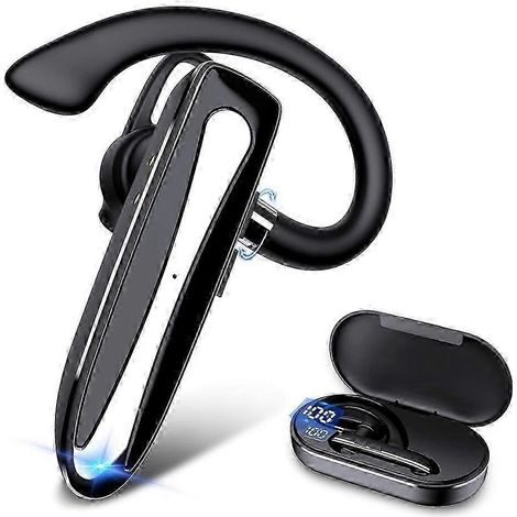 Écouteur Bluetooth sans fil pour téléphones portables avec étui de chargement, kit mains libres mono-oreille pour le bureau et la conduite. (1/5)