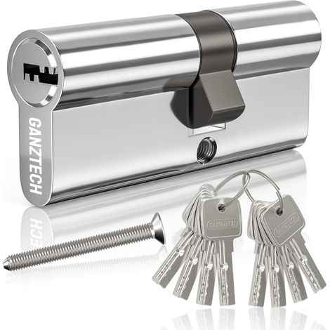 30/55(85mm) Serrure de barillet de porte en Chrome,clé à clé avec 8 clés à fossettes horizontales,serrure à cylindre euro en Alliage d'aluminium,Applicable à composites et UPVC (1/5)