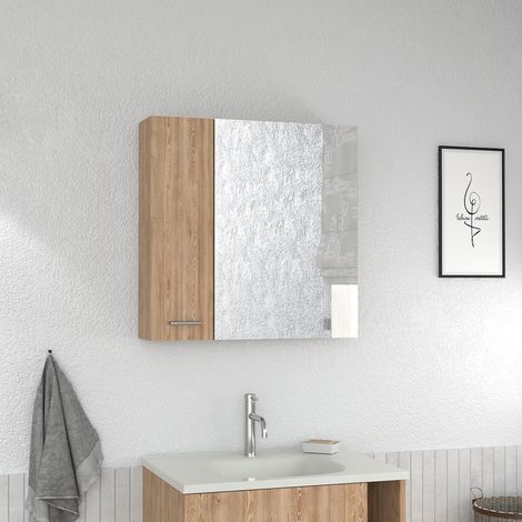 Armadio a muro Barcelona con specchio e mensole, dimensioni 23,6 cm L x 23,6 cm P x 5,8 cm H, colore miele (1/5)