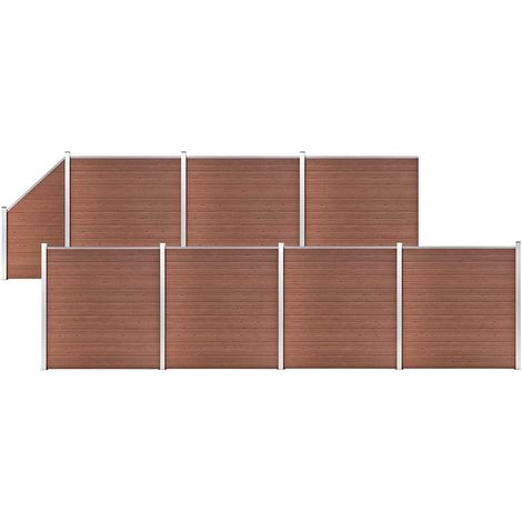 Ensemble de clôture WPC 7 Carré + 1 Incliné 1311x186 cm Marron (1/5)
