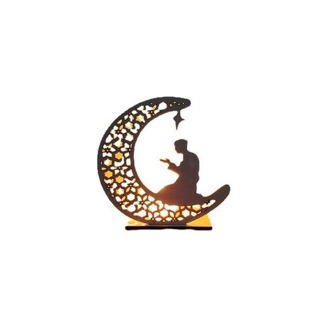 EASYCOMFORT Lot de 3 Étoiles et Lune en Bois - Lumières Décoratives du Ramadan pour Maison et Jardin (1/4)