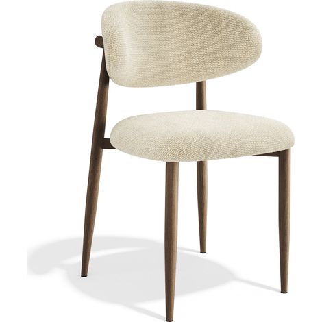 Lot de 2 chaises en velours bouclé beige LINA (1/5)