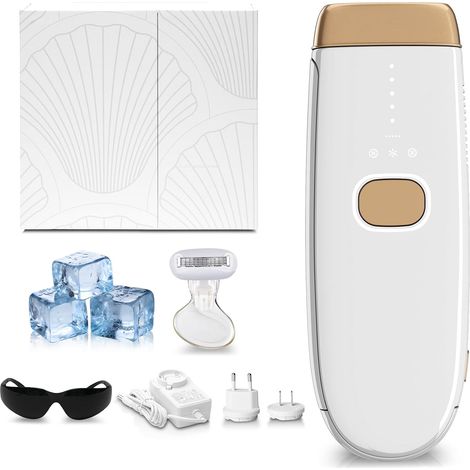 Epilateur Lumiere Pulsee avec Refroidissement, 10 °C et large tension 100 V-240 V, Épilation Laser Définitive, et Indolore pour Visage, Corps, Maillot, Aisselles, Camping Car, Voyages Internationaux (1/5)