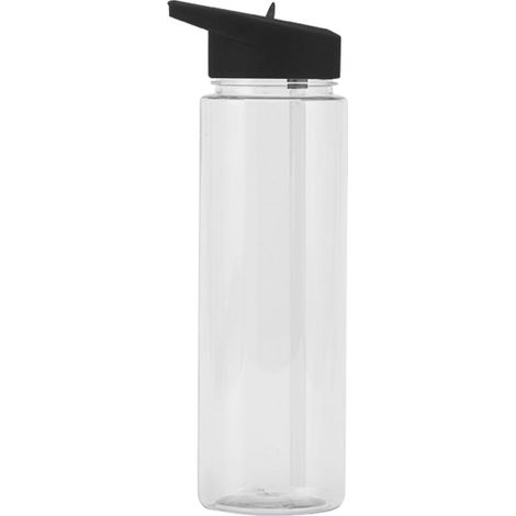 Wasserflasche mit Strohhalm – 700 ml – Trinkflasche – Transparent-Schwarz (1/4)