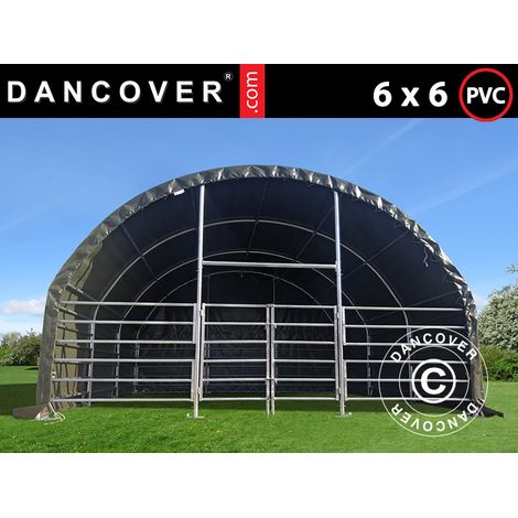 Weidezelt 6x6x3,7m, PVC, Grün (1/5)