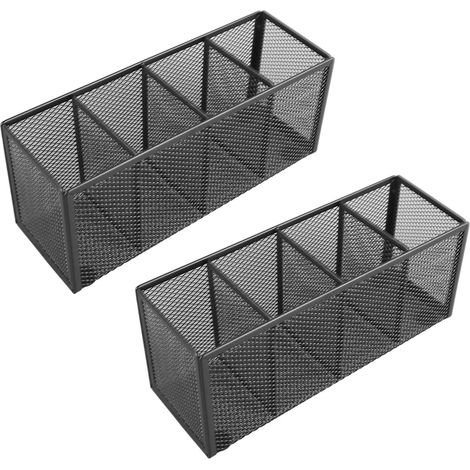 Ce porte-crayons en maille à 4 compartiments est un organiseur de crayons multifonctionnel en métal, adapté aux bureaux, aux écoles et aux bureaux. (1/5)