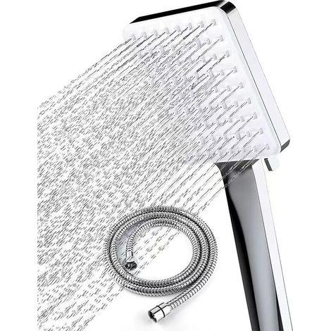 Large square shower, single lever control, high pressure shower with 6 shower modes, chrome (1/5)