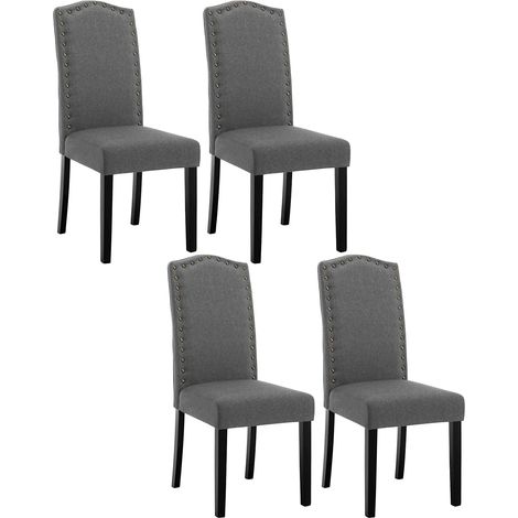 WOLTU Sillas de Comedor Set de 4 Sillas Cocina Asiento Acolchado Tapizado en Lino Estructura de Madera Sillón Gris Oscuro B (1/5)