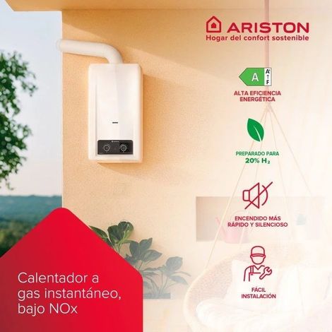 Calentador a gas atmosférico instantaneo, Ariston, Akros R X 11 litros, Gas Butano/Propano, Clase Energetica A