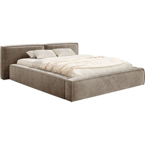 Selsey Tilves Low – Polsterbett 140x200 mit Bettkasten und Lattenrost, Velours, hellbraun (1/5)