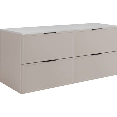 Mobiletto da bagno, Cashmere / Bianco, maniglia nera, 120 (2 x 60) x 46 x 57 cm (1/5)