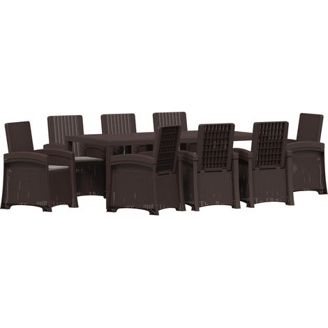 Maison Exclusive - Set da Pranzo per Giardino 9 pz Marrone e Grigio Chiaro 200 cm (1/5)
