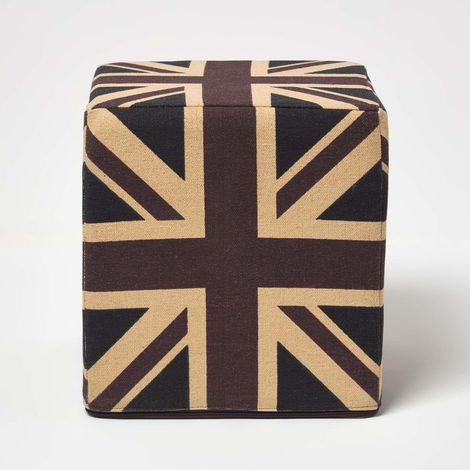 HOMESCAPES Designer Hocker Ottoman Union Jack Britische Flagge