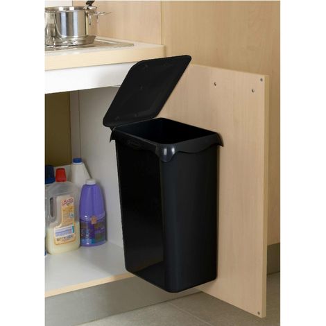 Poubelle porte sac automatique de placard 23 litres noir