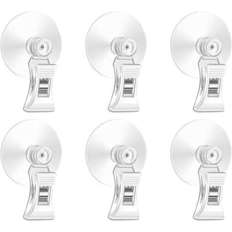 6 Pièces Transparent Clip Ventouse,Clip Transparent Crochet À Ventouse,Ventouses Avec Pince,Crochet Ventouse Avec Clip,Ventouse Crochet D'aspiration Support,Pour Verre,Fenêtres,Aquarium
