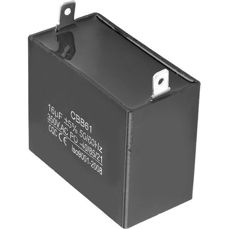 Condensateur de marche et démarrage CBB61 boîtier plastique noir pour moteur générateur sans balais essence diesel 350V AC 16µF 50/60Hz CQC 1 pièce (1/5)