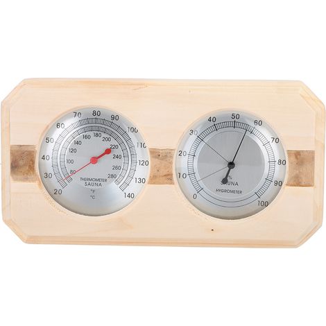 Présentoir en bois pour horloge double, thermomètre, hygromètre et sauna, panneau en bois (1/4)