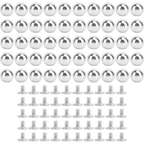 50 ensembles de rivets ronds en fer massif, kits de boules multifonctionnels de 8mm pour vêtements et artisanat argent (1/5)