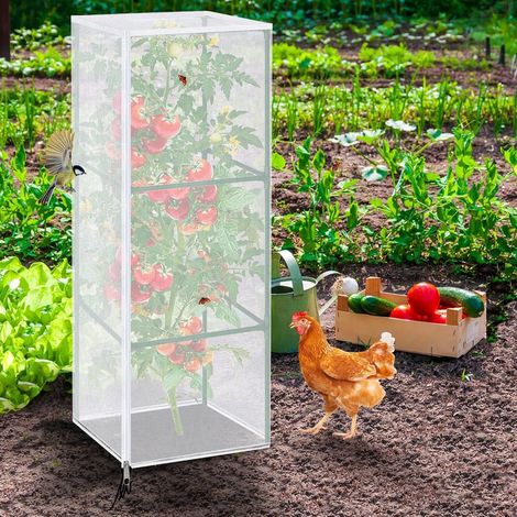 2 Housses de protection pour plantes avec double filet et zip 45x45x90cm, barrière contre insectes oiseaux pour tomates et légumes