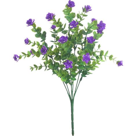 Plante Artificielle Extérieure - Faux Arbuste Vert avec Fleurs Fausse - 35 cm - Pour Jardin, Porche ou Décoration Intérieure - 1 Pièce (1/5)