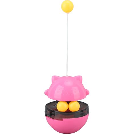 Distributeur de friandises pour chat, jouet distributeur de nourriture pour chat, balle interactive, puzzle pour chaton, jouet d'alimentation rose (1/5)