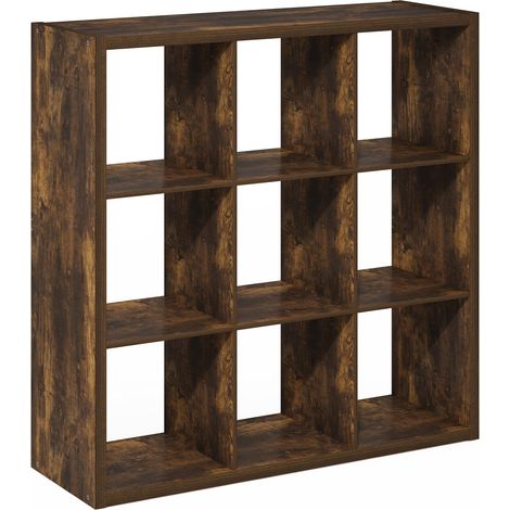 Bibliothèque, Étagère À 9 Cubes avec Structure Épaisse, Réversible À Dos Ouvert, 14,6 X 43,8 X 43,8 Cm, Idéale pour Le Salon, La Chambre Ou Le Bureau, Couleur Pin Ambré. (1/5)