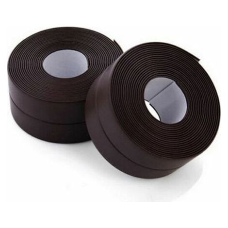 Rouleau d'étanchéité,2 Rouleaux Bande Etancheite Autocollante Imperméable, PVC Ruban Adhesif de Scellage Mural,Douche,Toilette,Cuisine,Salle de Bains (Marron) (1/5)