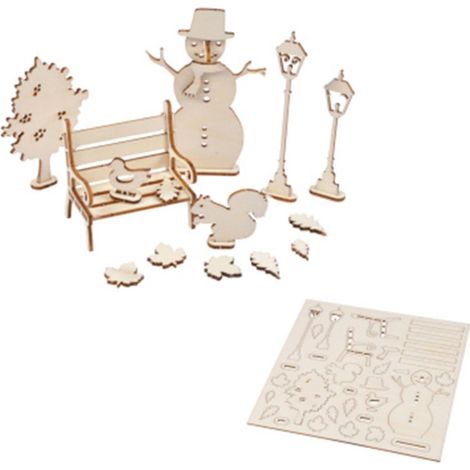 Kit Scènes de Noël 3D "Bonhomme de Neige" 10cm Naturel (1/2)