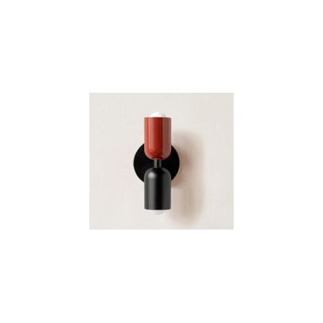 Applique murale vintage crème à deux bras pour couloir ou chambre – design créatif inspiré des styles français et scandinave, finition élégante noir et rouge (base noire)