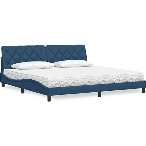 vidaXL Lit avec matelas bleu 200x200 cm tissu (1/5)