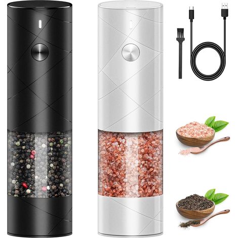 Lot de 2 moules avec choix de recharges électriques via USB, avec céramique et éclairage LED, noir/blanc (1/5)