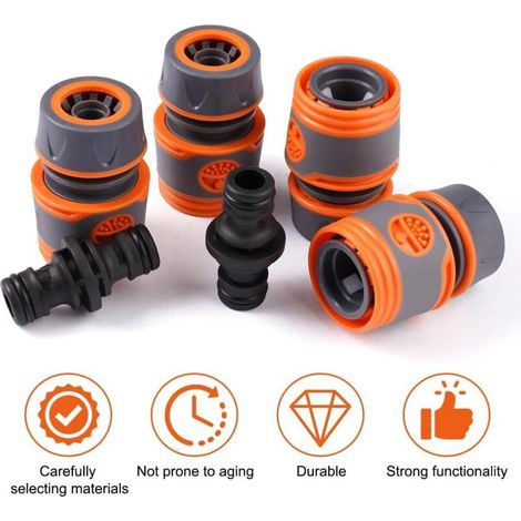 Set di 8 connettori per tubo da giardino, kit di raccordi per tubo da giardino con accessori di collegamento, kit di raccordi a connessione rapida, per giardini domestici, accessori essenziali per l'i (1/4)