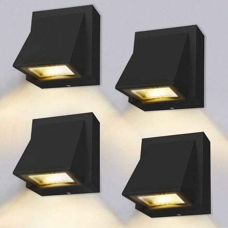 Applique Murale - 4 Pièces, 5W Applique Murale LED Extérieur/Intérieur, Applique Murale Extérieure Blanc Chaud 3000K IP65 pour Chambre, Salon, Salle de Bain, Noir (1/5)