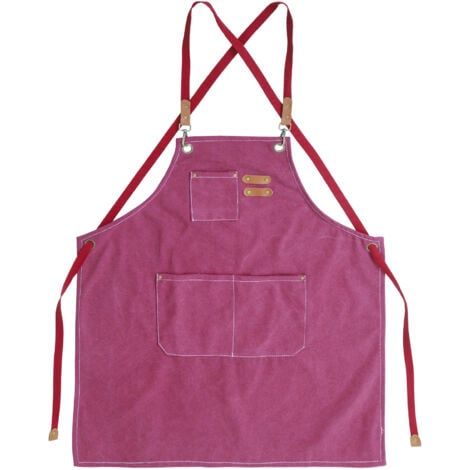 (Ziegelrot) Kochschürze Herren Leinenschürzen mit 3 Taschen Wasserdichte und verstellbare Schürze für Grill, Restaurant, Garten, Zimmermann, 78 x 68 cm