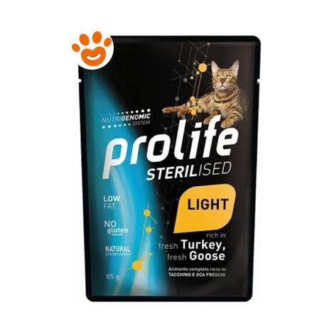Prolife Cat Sterilized Light Tacchino e Oca - Bustina 85 Gr - Cibo Umido Gatti