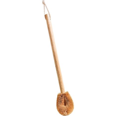 Brosse pour WC Facile à Tenir Manche Long en Bois de Caoutchouc en Soie de Palmier Naturelle Design Créatif et Haute Résistance pour Nettoyage Précis des Toilettes (1/5)