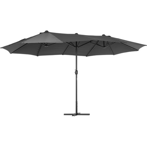 Outsunny – Parasol de jardin XXL – 4,6 m de large – Mât en acier démontable – Tissu polyester haute densité 180 g/m² – Manivelle d'ouverture facile