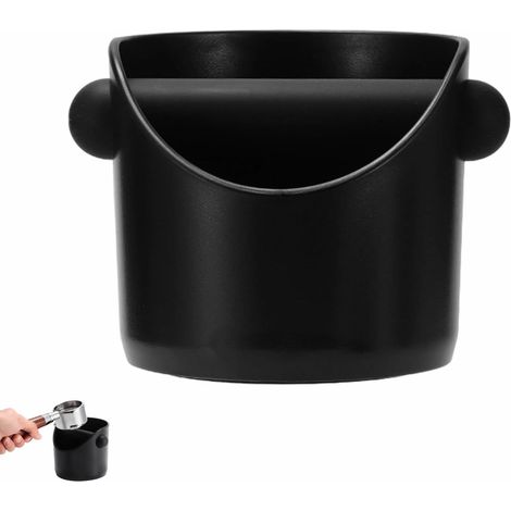 Boîte à Marc de Café - 1 Pièce - Plastique et Caoutchouc - Barre de Frappe Amovible - Pour Machine Expresso Domestique - Noir 10x10x11cm (1/5)