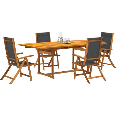 Juego comedor de jardín 5 pzas madera maciza acacia y textileno vidaXL