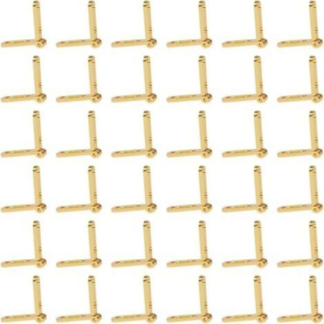 30 pièces de petites charnières discrètes en alliage de zinc doré, 3 × 3 cm, charnières cachées pour boîtes en bois, meubles miniatures et petits aménagements intérieurs (1/4)