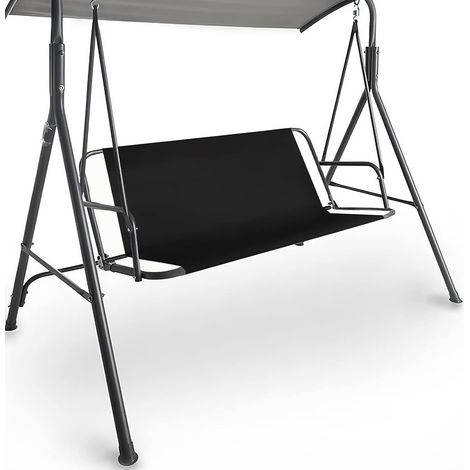 Housse de rechange pour balancelle de jardin en tissu Oxford 600D durable - Ajustement universel pour balancelle 3 places - 148 x 50 x 50 cm - Noir (1/5)
