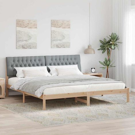 Letto con Testiera Rivestita con testiera Marrone 200 x 200 cm vidaXL (1/5)