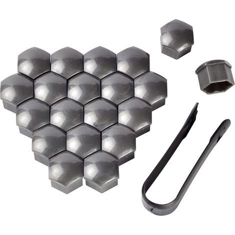 Cache écrou 19 mm – Lot de 20 capuchons hexagonaux en plastique – Protection contre la corrosion – Outil de démontage inclus (1/5)