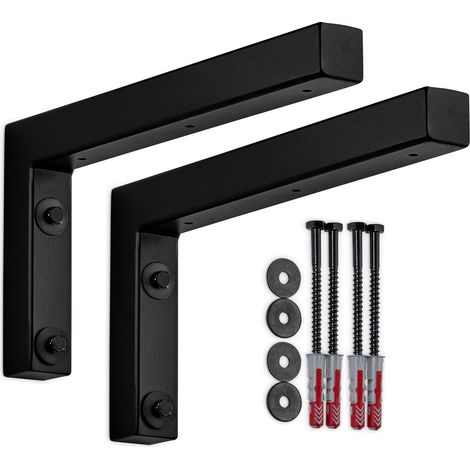 SOTECH Wandkonsole Regalkonsole Waschtischkonsole in L-Form 300 x 150 x 30 mm, schwarz matt pulverbeschichtet, 2 Stück