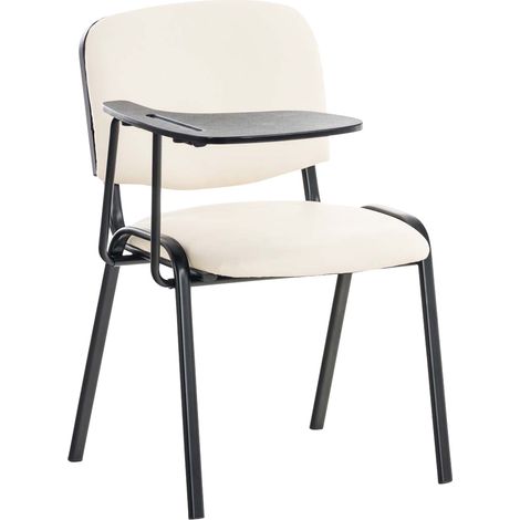 Silla de visita con mesita plegable, escritorio sintético color crema, soporte de metal negro BUR10650