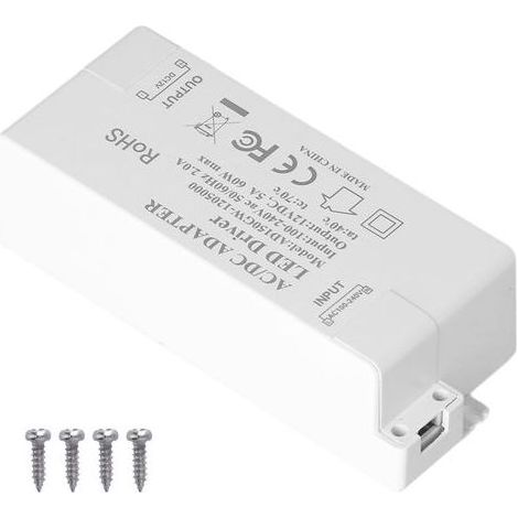Transformateur de pilote LED 60W, entrée AC100-240V, sortie DC12V 5A, accessoire d'alimentation pour lecteur de lampe à monter soi-même (1/5)