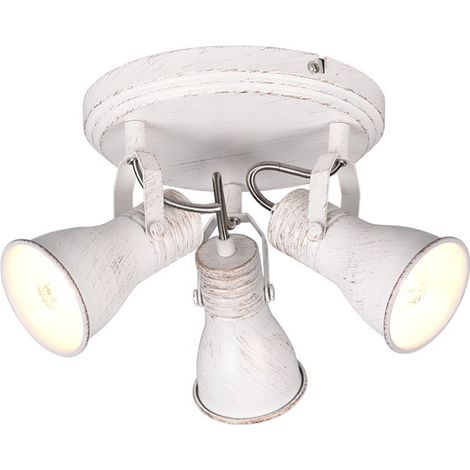 Plafoniera STEAM barra 3 Faretti e portafarettis orientabili D.28cm metallo bianco anticato 813430327 (1/5)