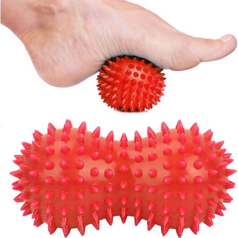 Balle de massage à picots pour pieds et dos - Soulagement musculaire et récupération sportive (rouge) (1/3)