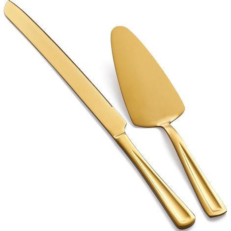 Stainless Steel Cake Knife and Server Set, 33cm, Elegant Cake Cutting Set for Weddings, Birthdays, and Parties (1/5)