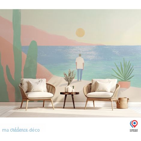 Papier peint : Paysage poétique, mer et couleurs 5, Peinture - Intissé - 400 cm - 280 cm (1/3)